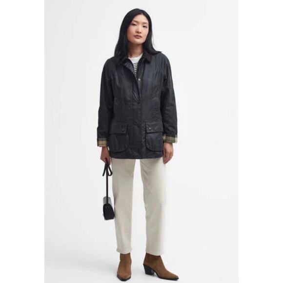 Barbour Beadnell® Waxed Jacket Sage Women's Sz 14 NWT $398 - Picture 1 of 16